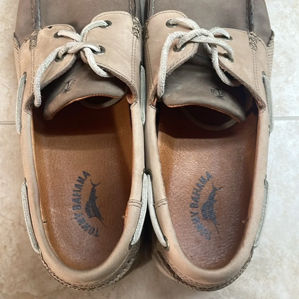 Tommy Bahama Shoes Size 13 M Classic Boat Lace Up Tan Two Tone Leather Loafers